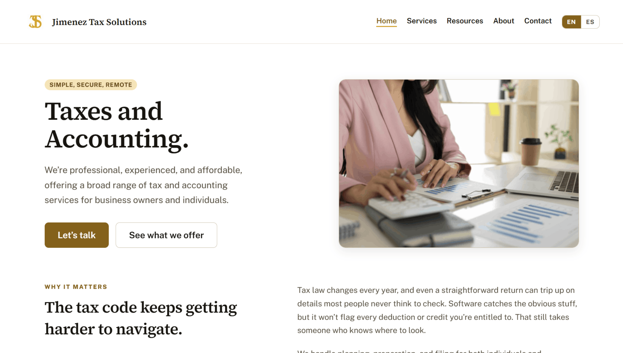 Jimenez Tax Solutions interface